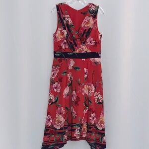 Chris McLaughlin Sleeveless Red Floral Dress